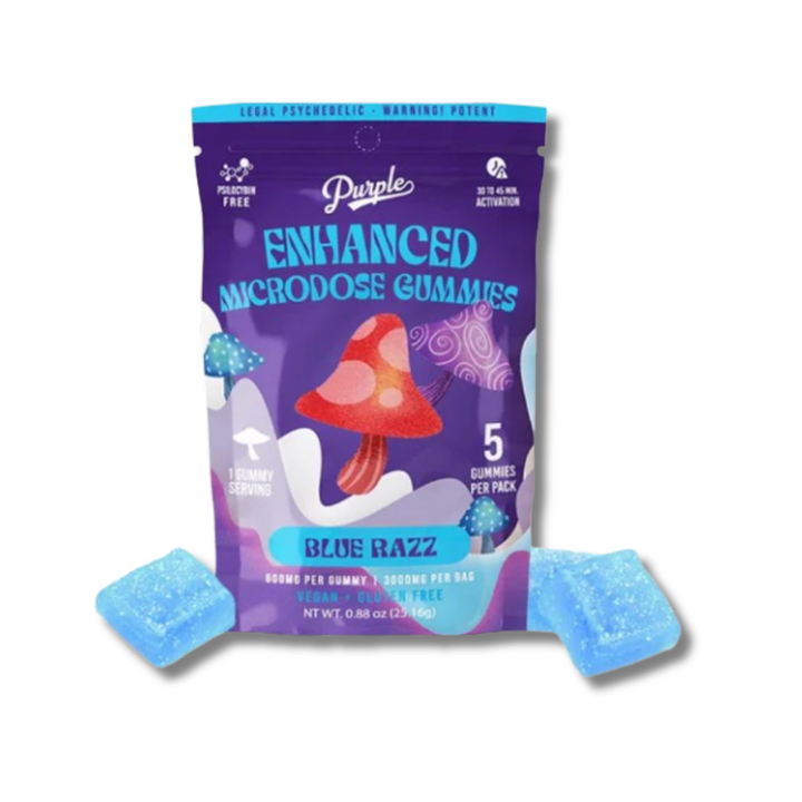 Purple Magic Enhanced Micro dose Gummies 5 pack blue razz