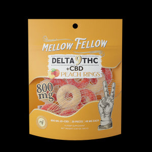 Mellow Fellow Peach Rings: Delta 9 THC & CBD Infused Gummy Rings