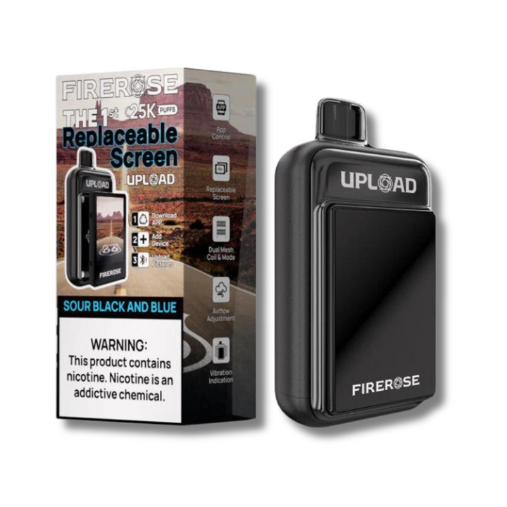 Firerose Upload Bluetooth Disposable Kit 25000 Puffs Sour Black and Blue