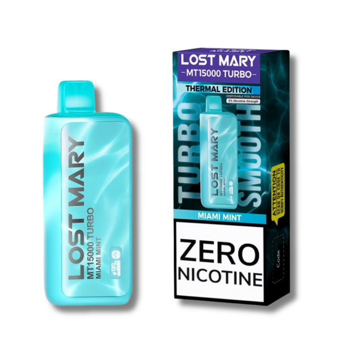 Lost Mary MT15000 Turbo Zero Nicotine Disposable - Miami Mint Flavor