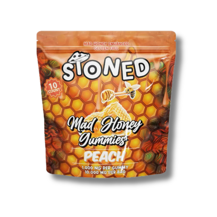 Stoned Mushroom Mad Honey Gummies 10000mg Peach Pack