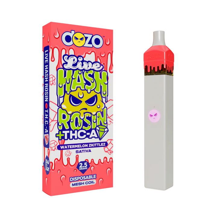 DOZO Live Hash Rosin + THC-A Diamond Disposable 2.5g Watermelon Zkittles strain