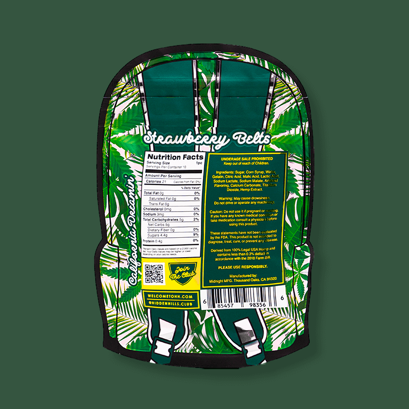Hidden Hills Strawberry Belts 3000mg Edibles 2ND WIFE CBD Gummies