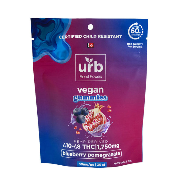 URB Blueberry Pomegranate Delta 10 & 8 THC Vegan Gummies (1750mg)